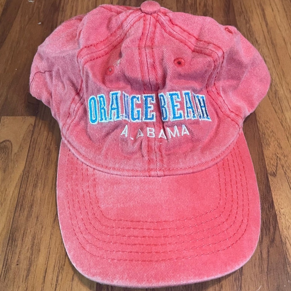 Alvin's Island Orange Beach Alabama Hat Pink Cotton Adjustable Souvenir Cap OSFA